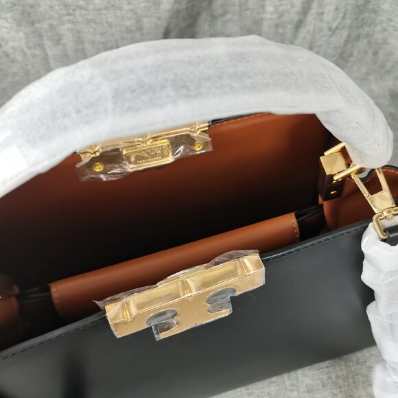 NEW Tory Burch Eleanor Spazzolato Satchel Bag In Black - Picture 11 of 11